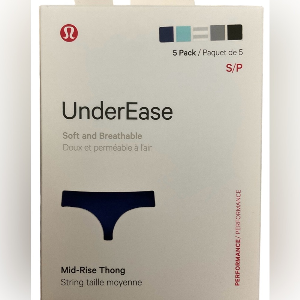 New in Package Lululemon Underease Mid-Rise Thong Underwear 5 Pack